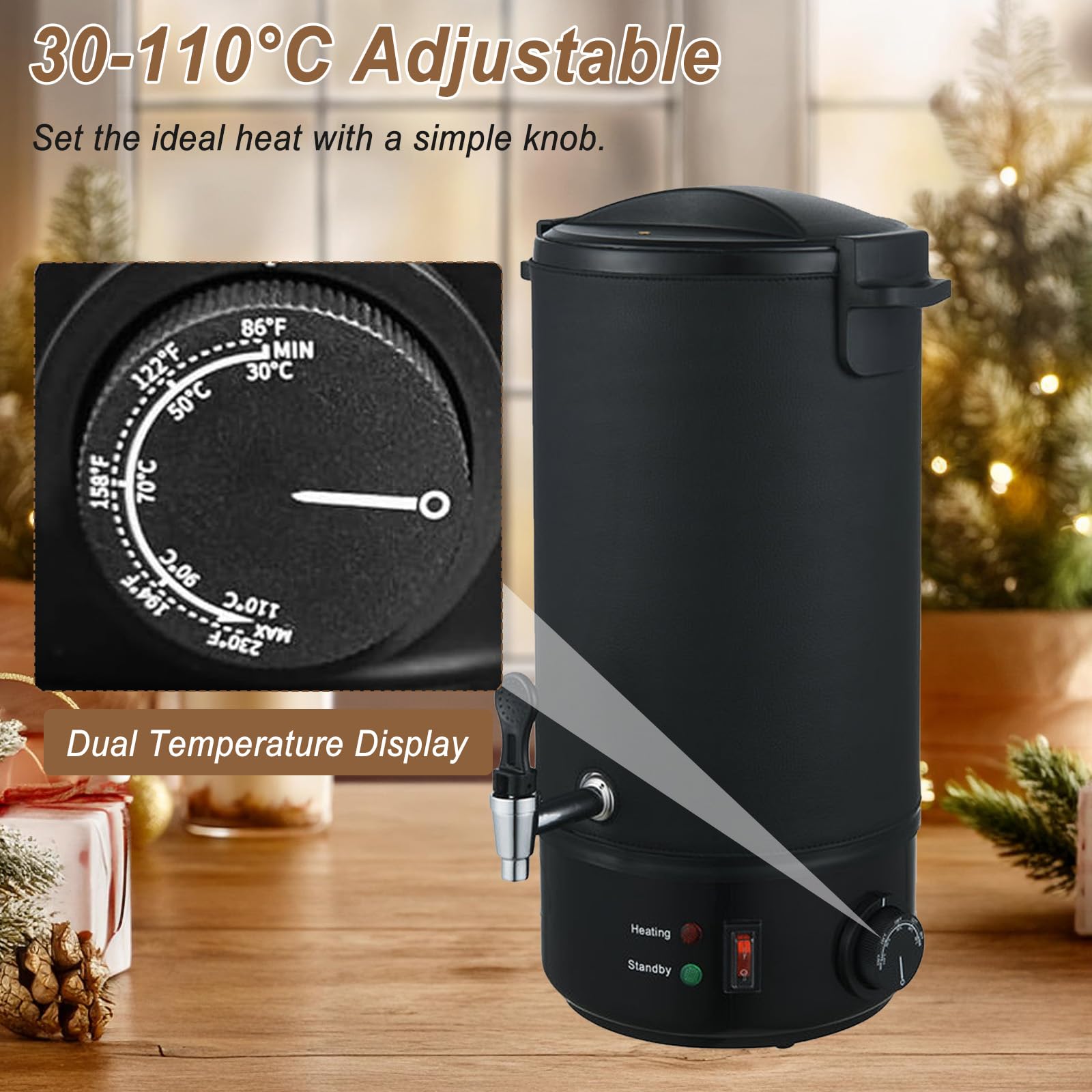 Kamanan 8L Wachsschmelztopf für DIY Kerzenherstellung Set,Elektrischer Wachsschmelzer 30–110°C Einstellbar,Schnelle Heizung Kerzenwachs Schmelztopf,Schmelztopf Kerzenwachs,Zuhause & Gewerbe