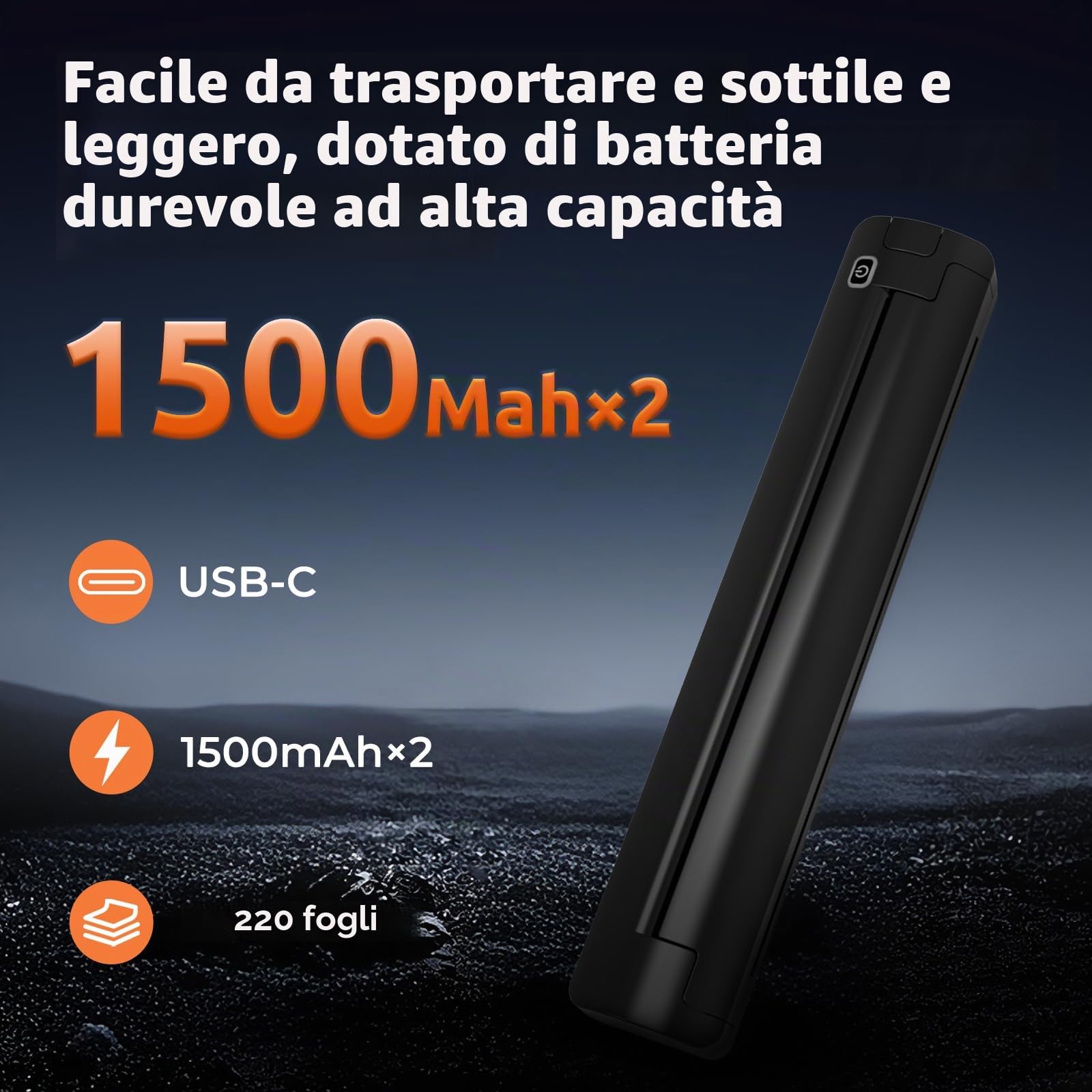 Stampante termica wireless On-The-Go: senza inchiostro, compatta, supporta 8,5 "x 11" (Letter/Legal), A4 e A5 - Compatibile con Android, iOS e laptop (con 10 carta termica piegata)