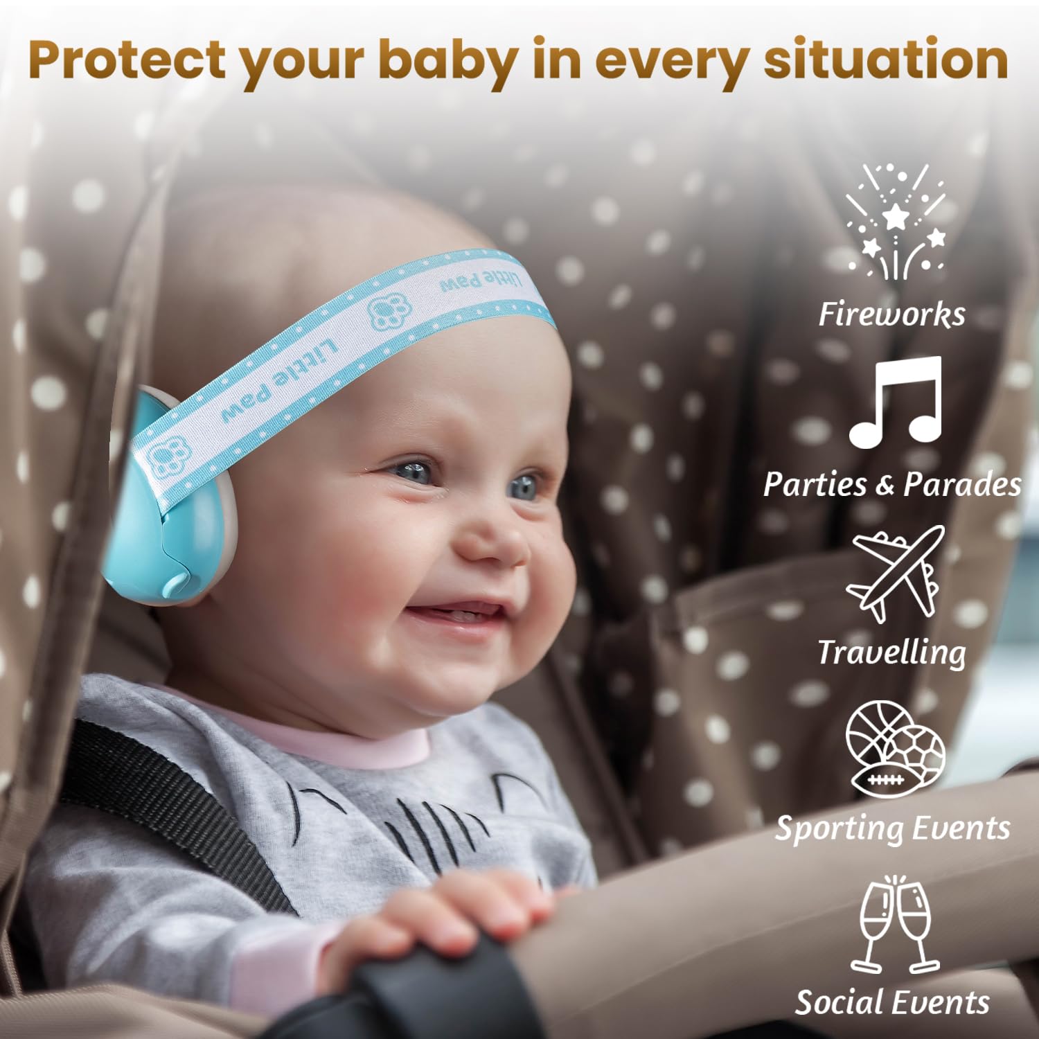 2-in-1 Baby Ear Defender for Babies Toddlers up to 36 Months - CE & UKCA Certified - Noise Reduction Earmuffs Baby Headphones Against Hearing Damage & Improves Sleep