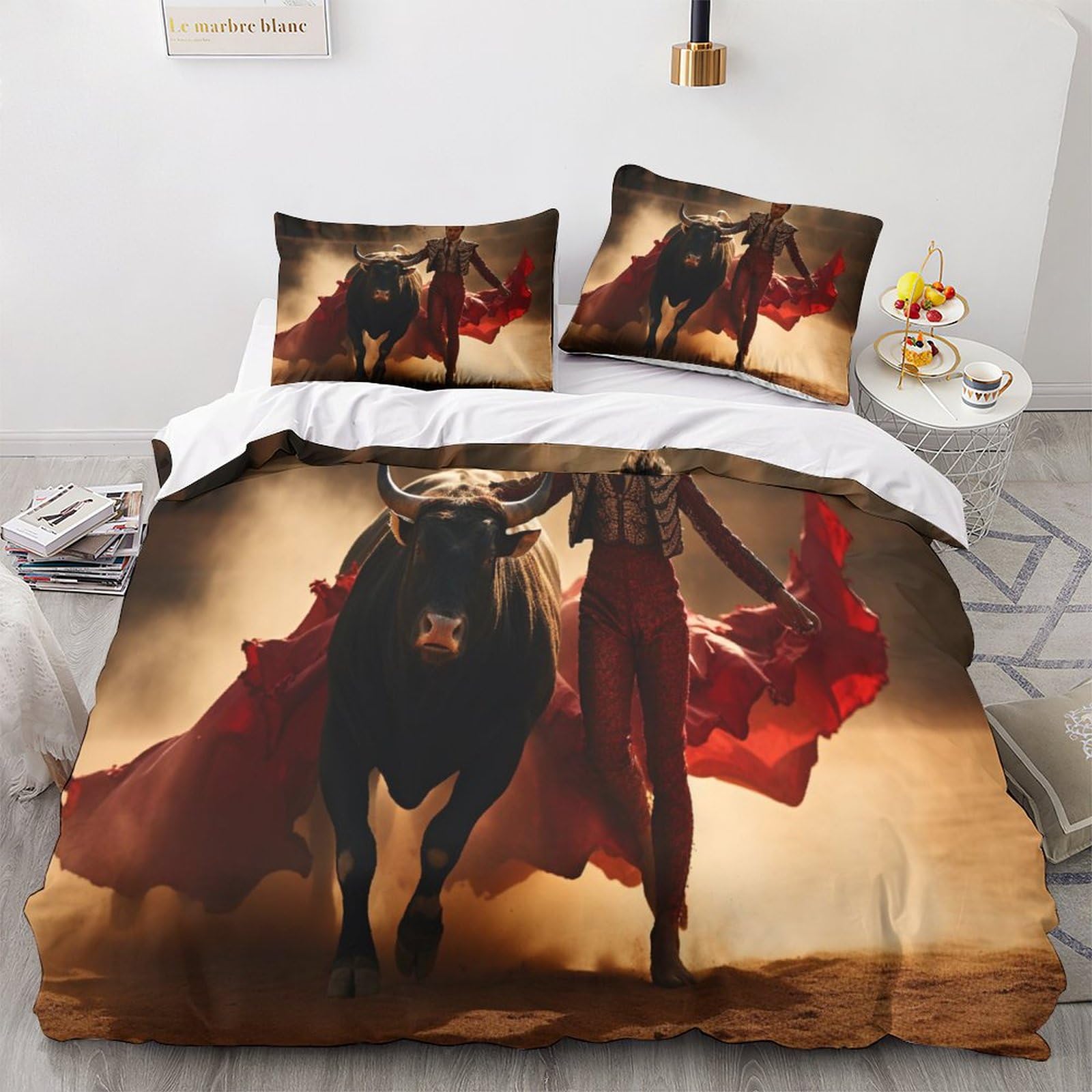 GEEYOU Set Biancheria Da Letto Antico Egitto - Copripiumino Con Piramidi E Federe - Microfibra, Cerniera Nascosta - Taglie Singola, Matrimoniale, King (220x240 Cm) - 2