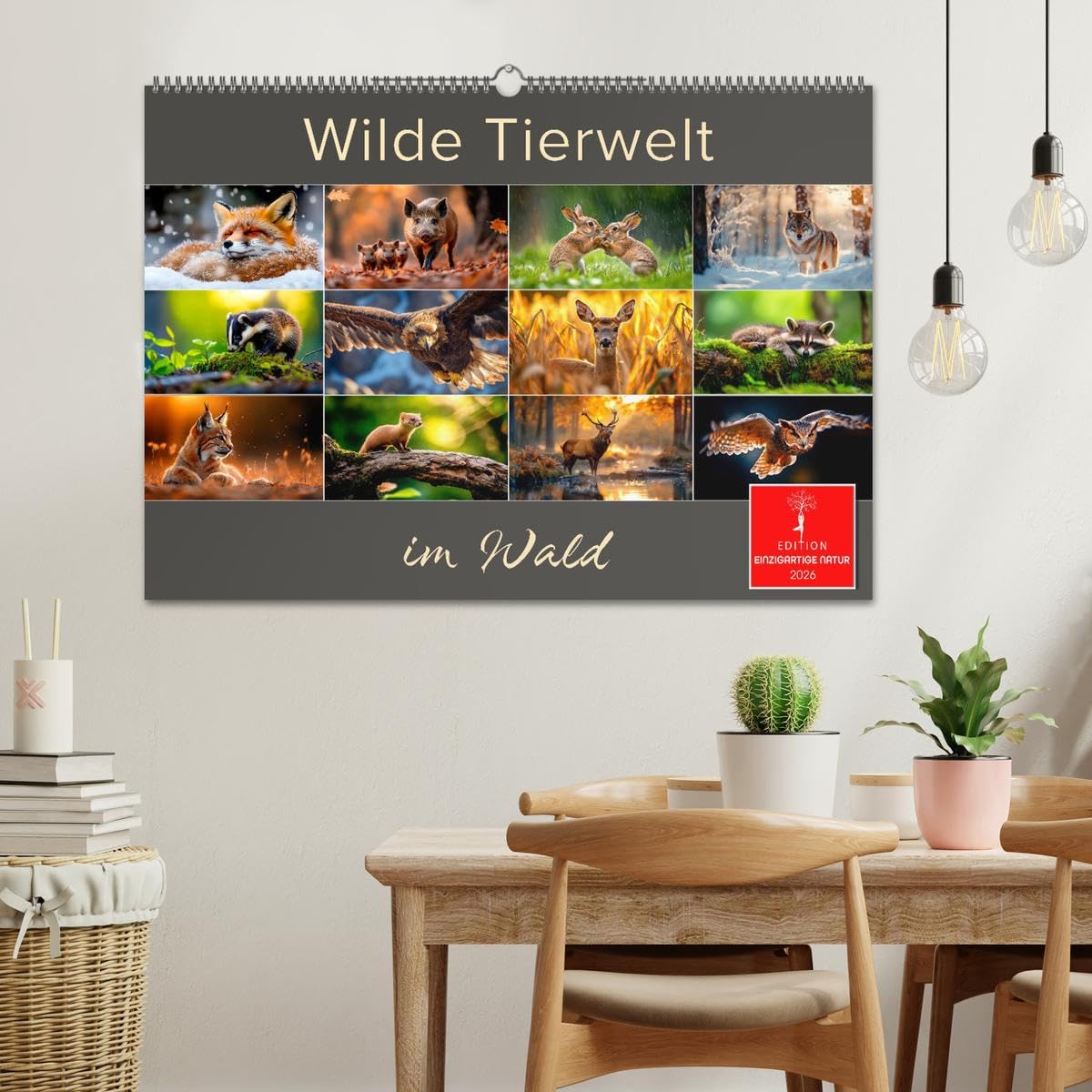 Wilde Tierwelt im Wald (Wandkalender 2026 DIN A2 quer), CALVENDO Monatskalender: Scheue Waldbewohner gekonnt in Szene gesetzt. (CALVENDO Tiere)