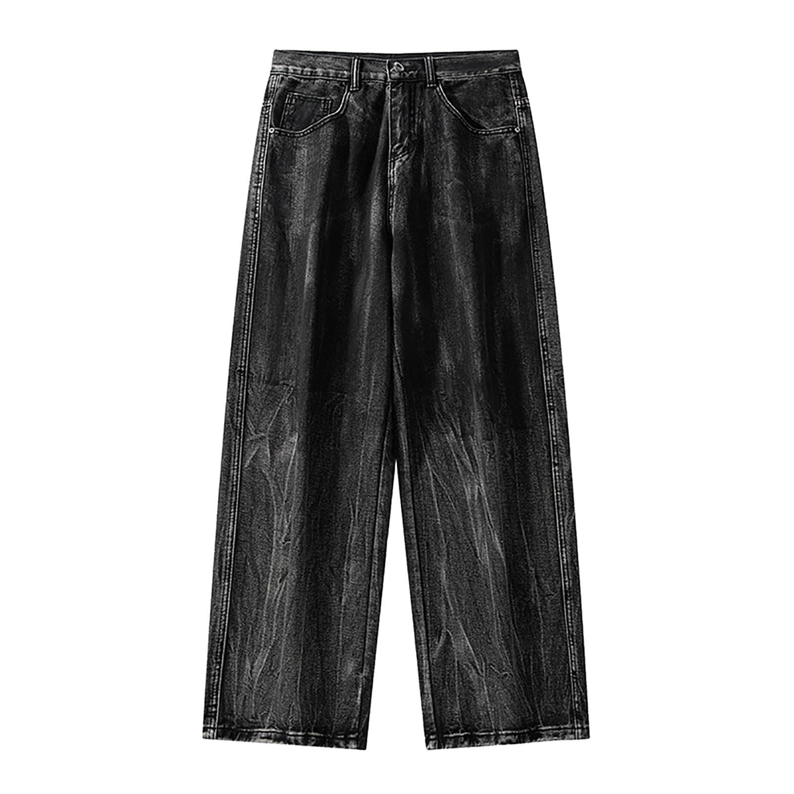 Pantaloni Baggy Uomo Jeans Zampa Fit Balloon Slim Invernali Flare Moto Jins Loose Y2K Bootcut Larghi Cargo Strappati Elefante