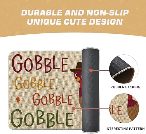 Miniatura 6 de Artoid Mode Gobble - Felpudo decorativo de pavo, estacional de otoño, Acción de Gracias, fiesta, de bajo perfil, tapete para interiores y