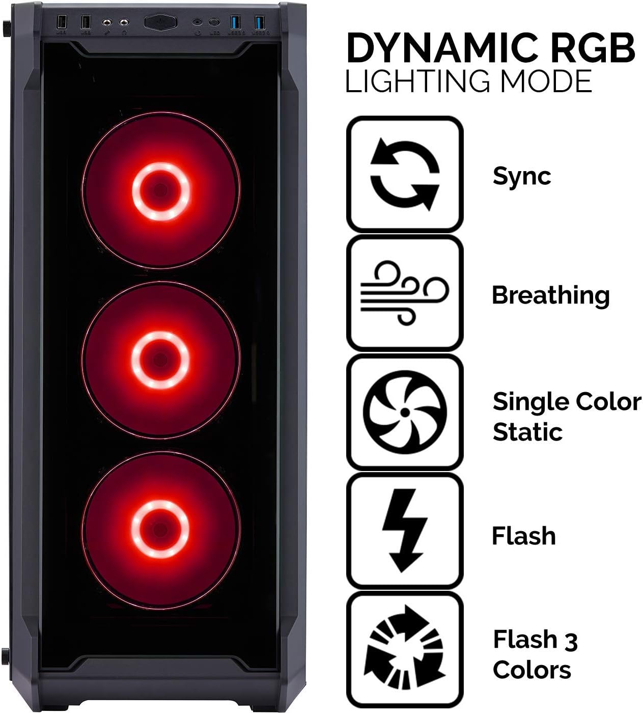 FSP E-ATX Mid Tower PC Gaming Case with Translucent Tempered