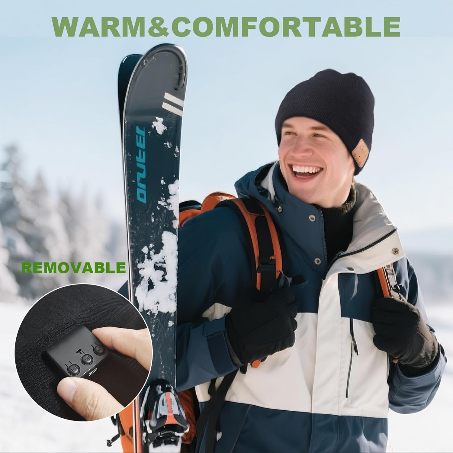 Bluetooth Beanie for Men Hat with Headphones,Unisex Tech Gifts Stocking Stuffers Adults - Image 4