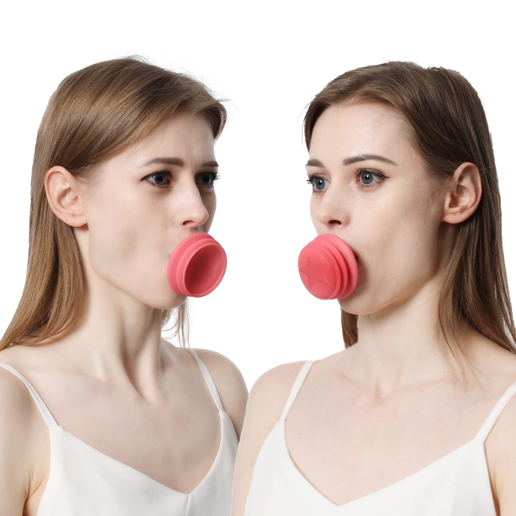 Jawline Exerciser, Face Neck Jaw Toning Double Chin Reducer, Facial Blowing Exercisers Enhance Firming Lifting Jaw Facial V Shape Lines Define Your Jawline (2 Pack) (Pink-1)
