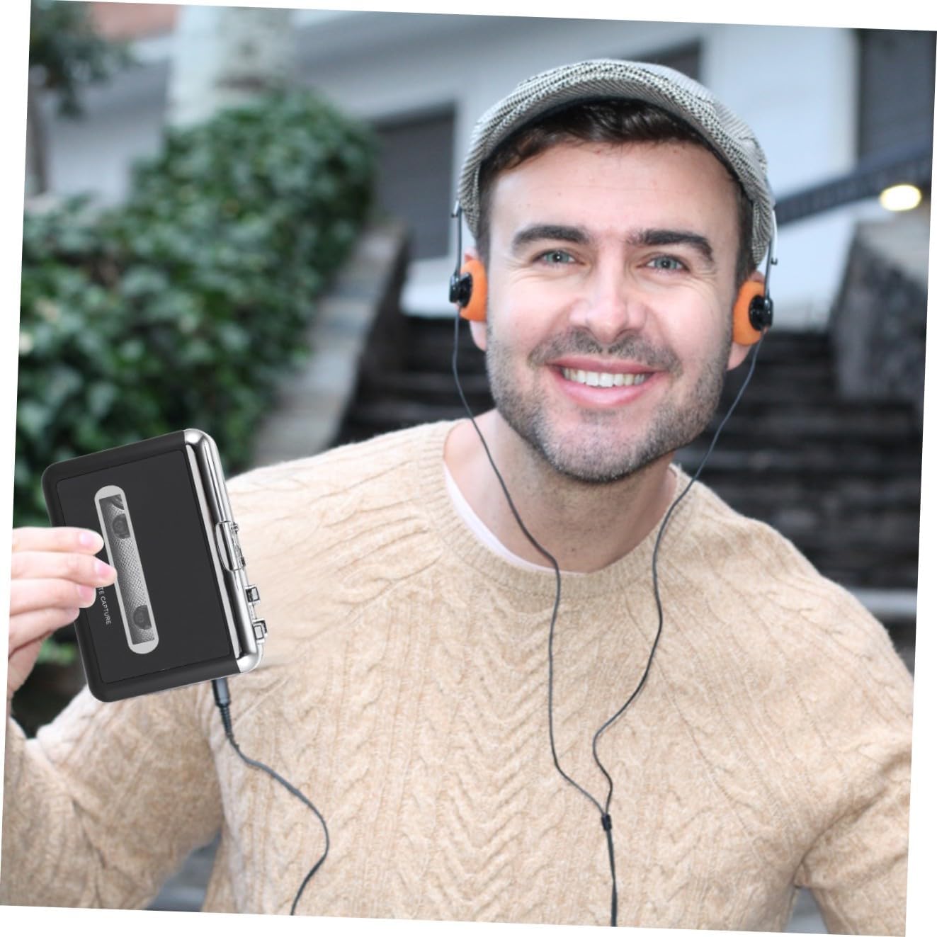Mikinona USB Cassette Player with Detachable Speaker Music Digital Converter Tape to USB Tape Converter Compatible with Headphones for Portable Audio Playback