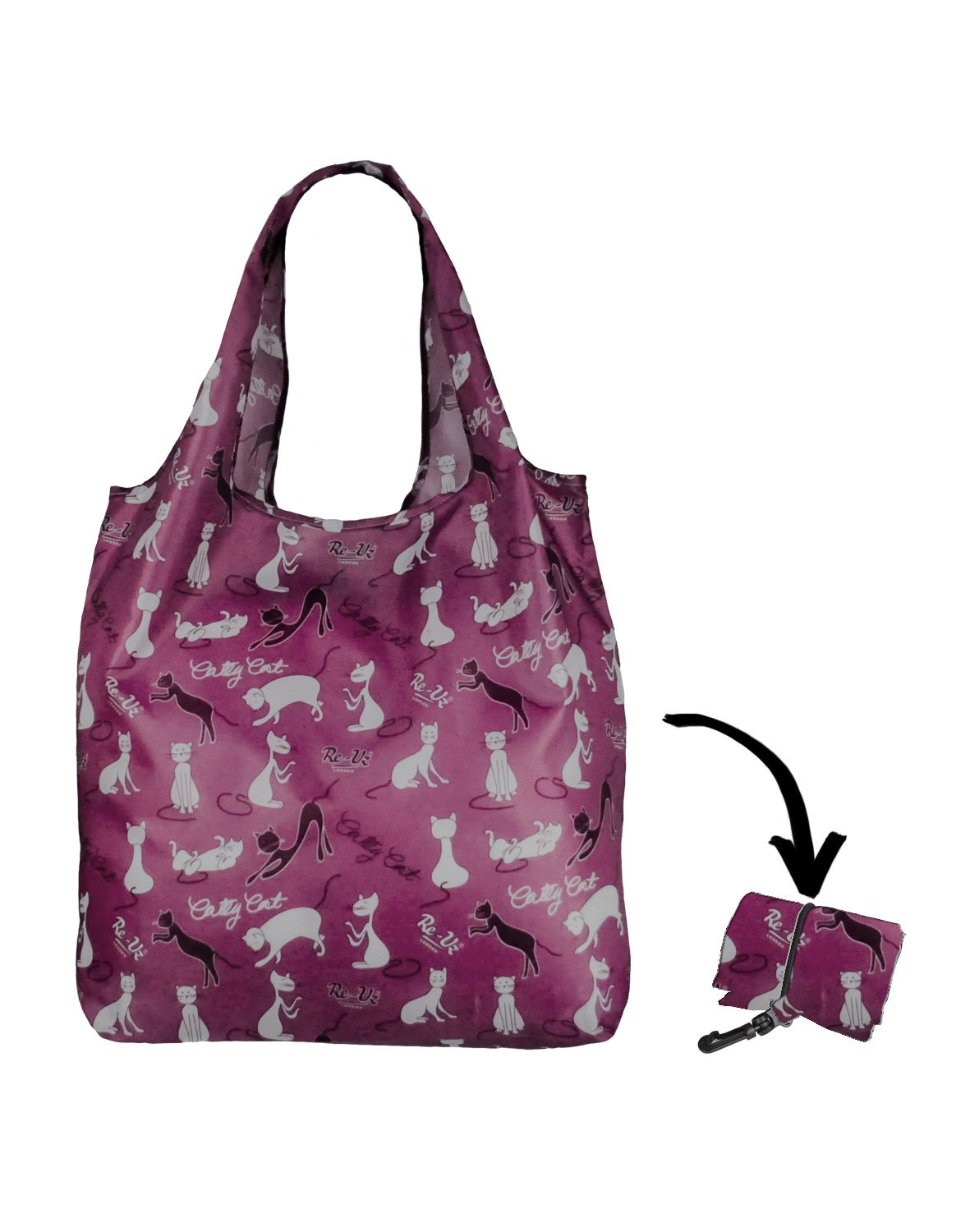 Re-uzRe-Uz Lifestyle Shopper Foldable Reusable Shopping Grocery Bag - Catty Cat Grape