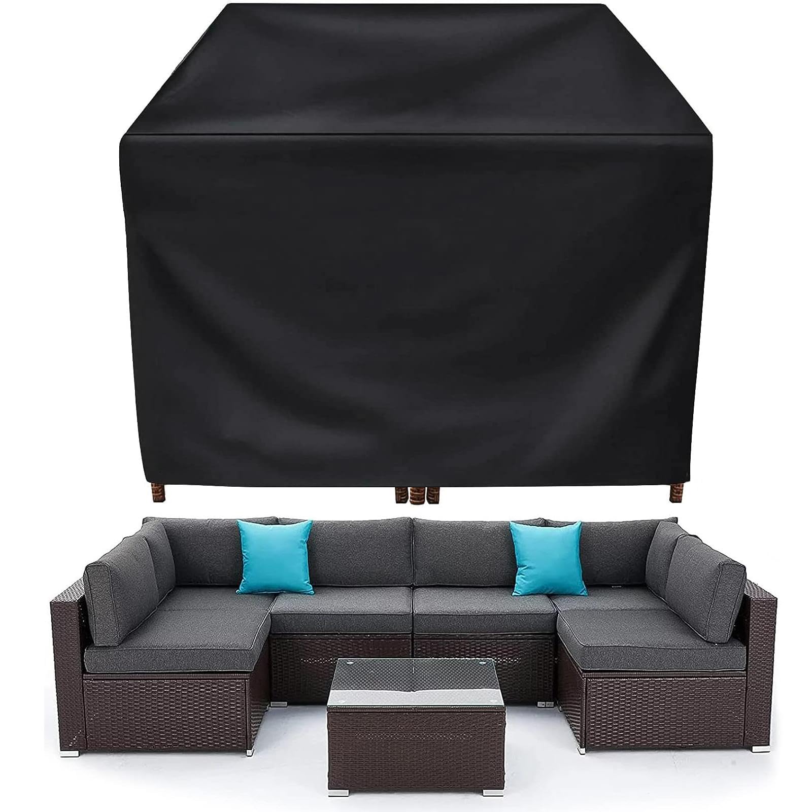 Jianghu Art Black Patio Set Covers Waterproof Rectangle, 170X110x85cm Garden Table Covers Waterproof Rectangular 6 Seater Outdoor Furniture Covers, Waterproof, Anti-Uv, Upgraded Tear-Resistant 600D Oxford