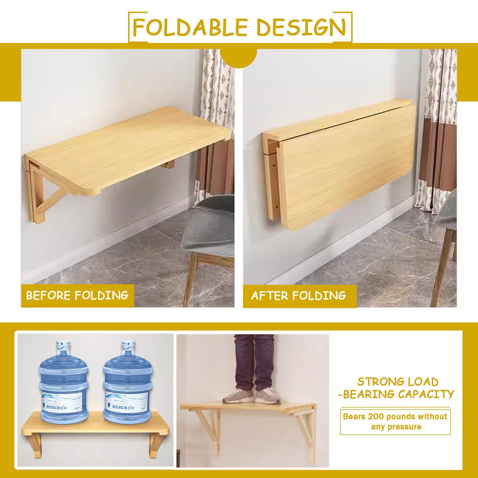 Amazon.com - JCPQDWTD Solid Wood Folding Wall Table for Kitchen