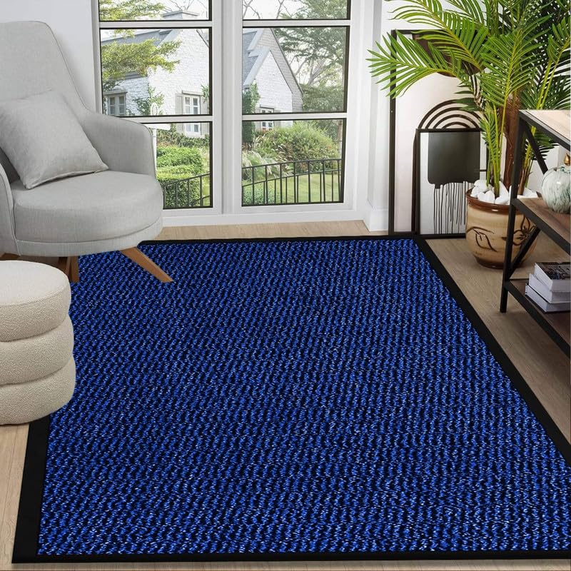 Trendy Realm Sunny Indoor & Outdoor Rug – Waterproof Anti-Slip Rubber Backed rugs, Large Waterproof Carpet for Outside Floor, Kitchen or Garden - (Blue, 120x150 cm)