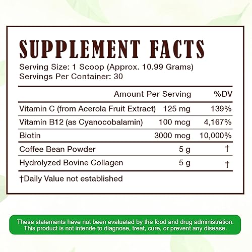 Miniatura 3 de Péptido bovino hidrolizado - Colágeno para mujeres - Colageno - Proteína - Café tostado oscuro - Soporte para cabello, piel, uñas y articulaciones y