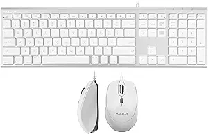 Macally USB C Wired Mouse and an Ultra Slim USB C Wired Keyboard, Simplistic Accessories for New MacBooks