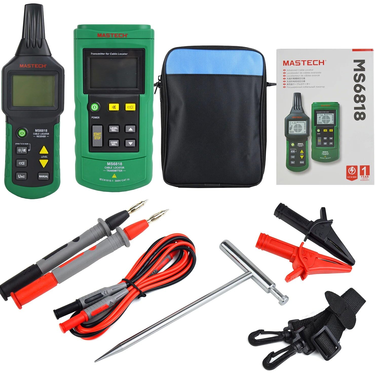 MASTECH MS6818 Netzwerk-Kabeltester Tragbarer professioneller Draht- & Kabeltester Drahtkabel-Verfolger Metallrohr-Lokalisator Detektor Tester Leitungssucher (MS6818)