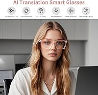 Vista 3 de Gafas Inteligentes AI con Traducción en Tiempo Real, Bluetooth 5.3 Inalámbrico, Interpretación Simultánea Inteligente para Más de 160 Idiomas
