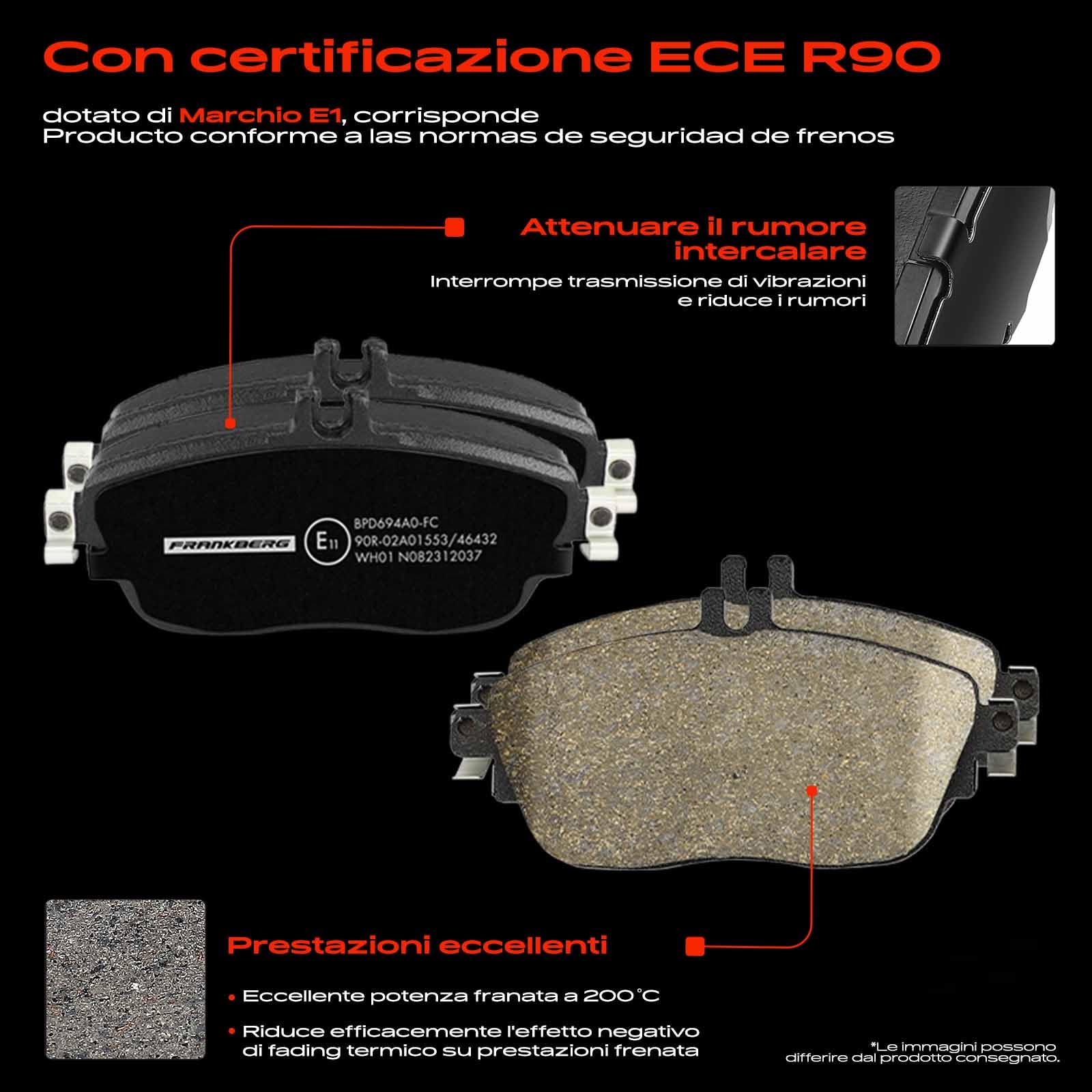 Frankberg Set freni incl. 2x Dischi Freno + 4x Pastiglie dei Freni Anteriore Compatibile con B-Class W242 W246 GLClasse A X156 Classe A W176 Replace# 0084200620, 0064208520