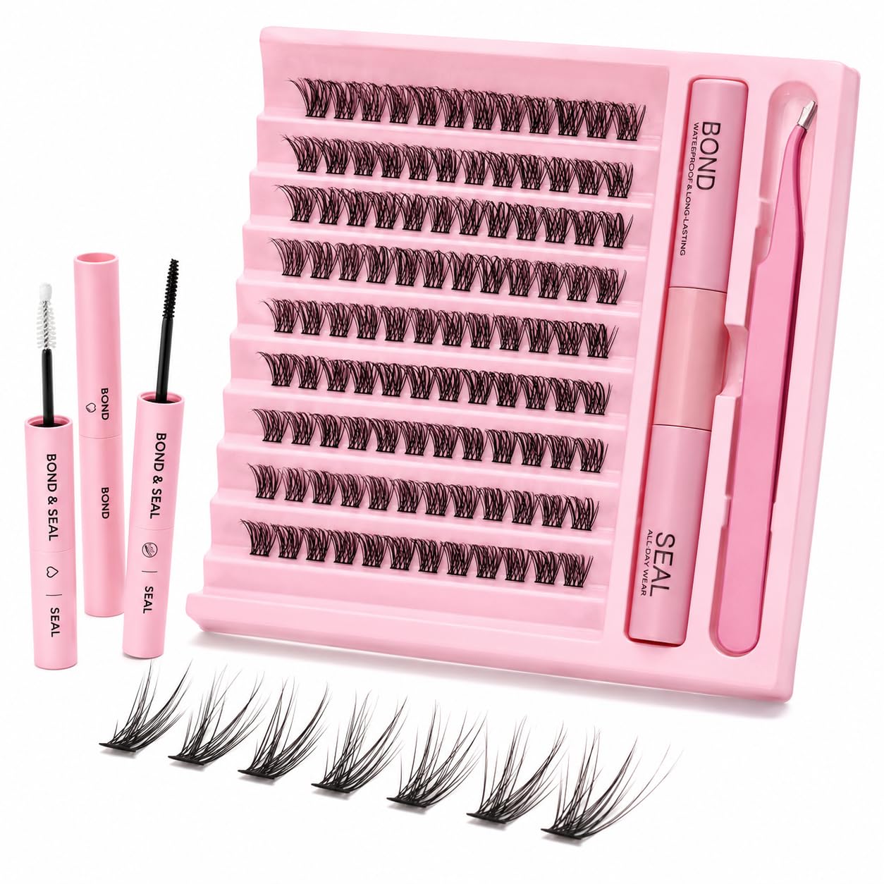 120Pcs Cluster Eyelashes Extension Kit, 8-14MM Natural Wispy False Eyelashes, Lash Clusters with Bond & Seal and Tweezers, DIY Eye Lash Extensions Kit for Women, Curly Lashes-picture-15