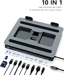 USB C Hub Stand pour MacBook Pro, 10 en 1 Adaptateur pour MacBook Air Station d'amarrage avec 4K 60Hz HDMI, RJ45 Ethernet Gigabit, SD/TF Lecteur de cartes, 4 USB 3.0 pour iPad/Dell HP/Surface/Lenovo Portable Dock