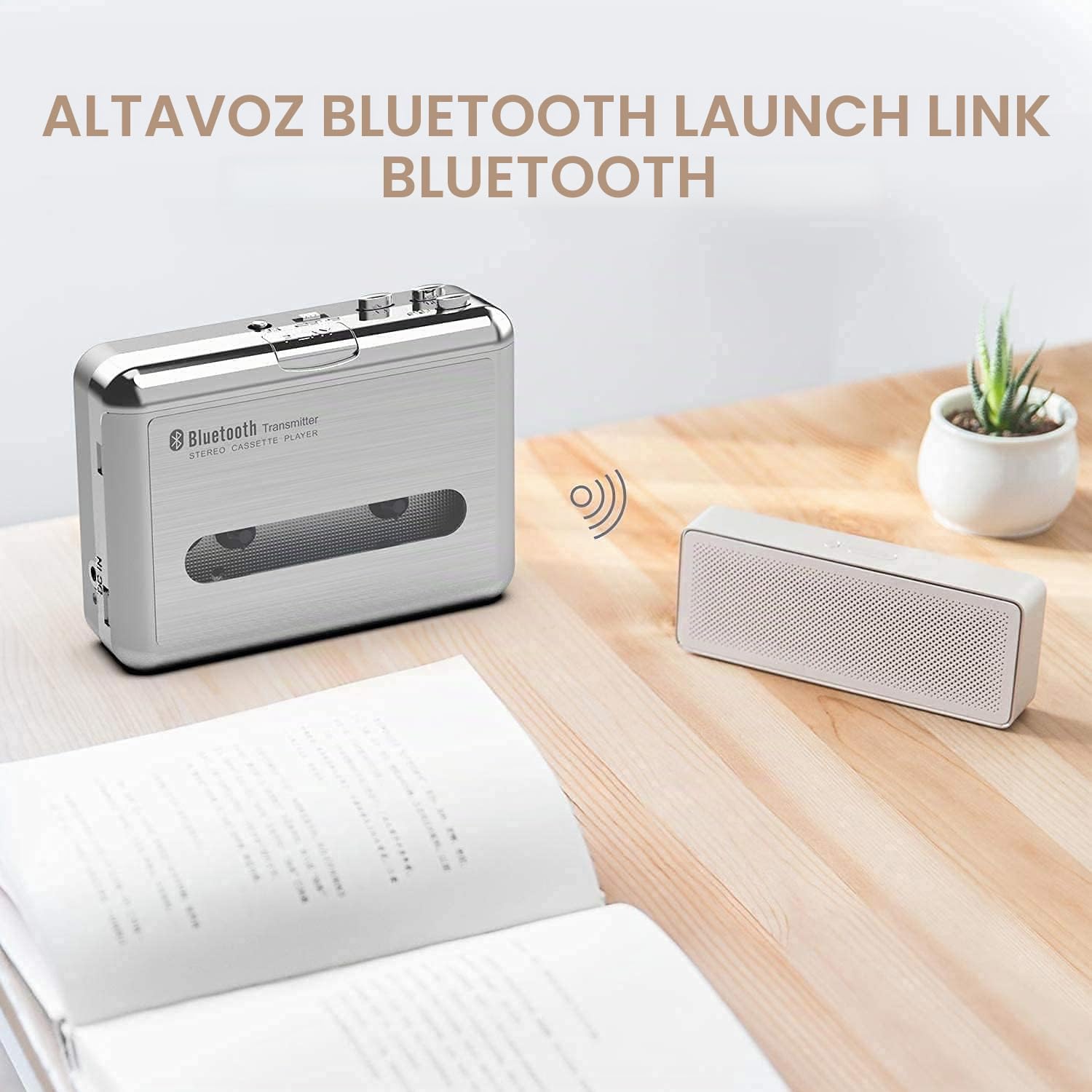 Reproductor de cassette Bluetooth, reproductor de cassette portátil con salida de audio Bluetooth para auriculares/altavoz, reproductor de música inalámbrico para ocio, deportes y viajes