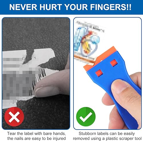 Miniatura 6 de Herramienta raspadora de cuchillas de afeitar de plástico, 2 raspadores de afeitar con 30 cuchillas de plástico, removedor de raspador de limpieza