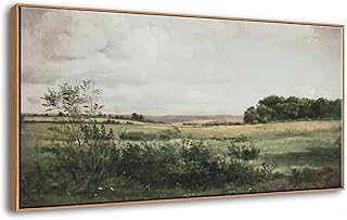 DJSYLIFE Framed Wall Art for Living Room, Vintage Landscape Canvas Wall Art Prints, Nature Countryside Scenery Artwork, Retro Vast Grassland Pictures for Farmhouse Country Bedroom Decorations 20"x40"
