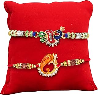 Set of 2 Rakhi for Brother with Gift Set | Rakhi for Bhaiya | Rakhi Card | Roli Chawal Packet - Raksha bandhan Rakhi Bracelet for Brother Rakhi 2 Set | Rakhi Thread