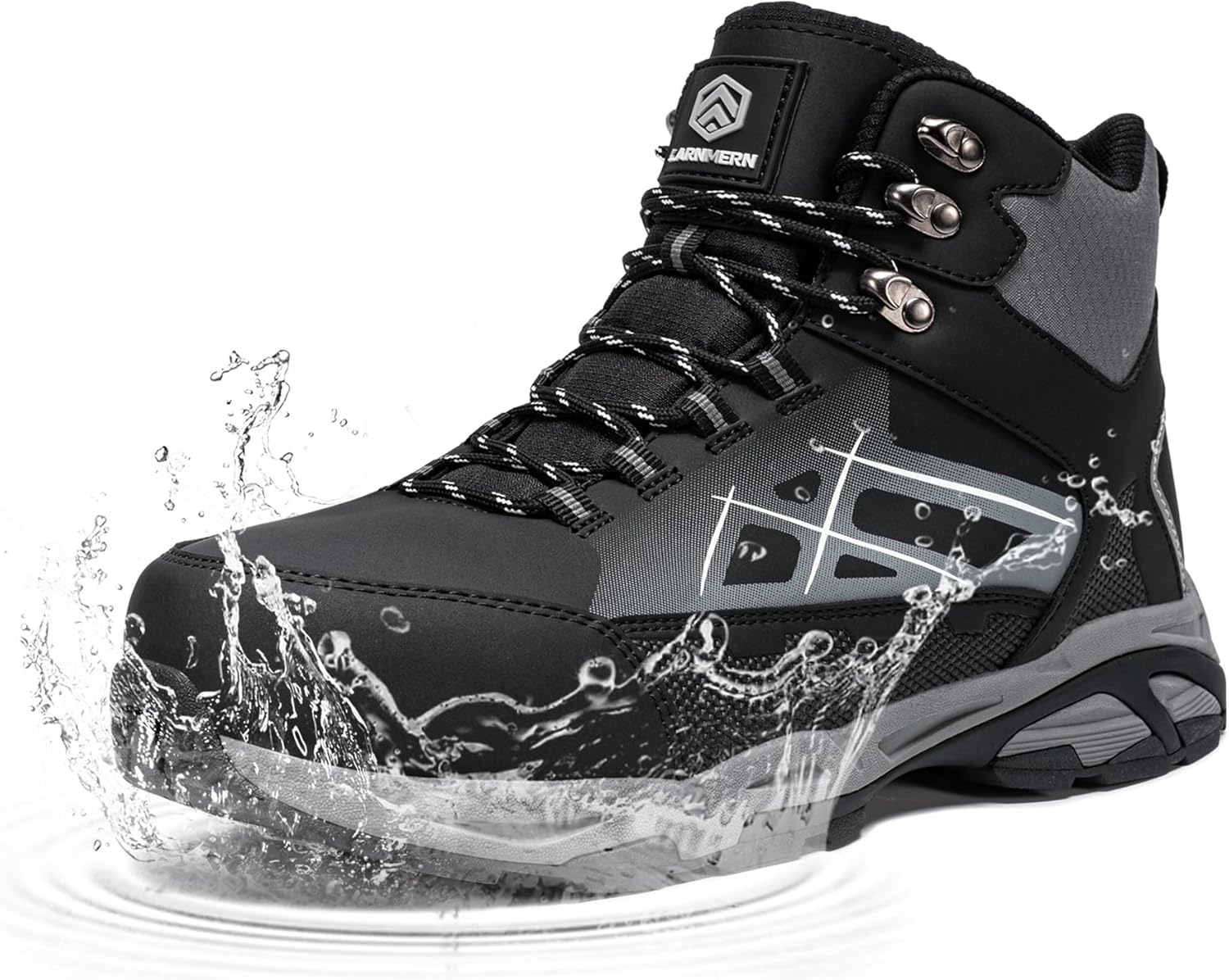 LARNMERN Steel Toe Work Boots Men,Non Slip Safety Shoes,Comfortable Industrial and Constructio Hiking Sneakers