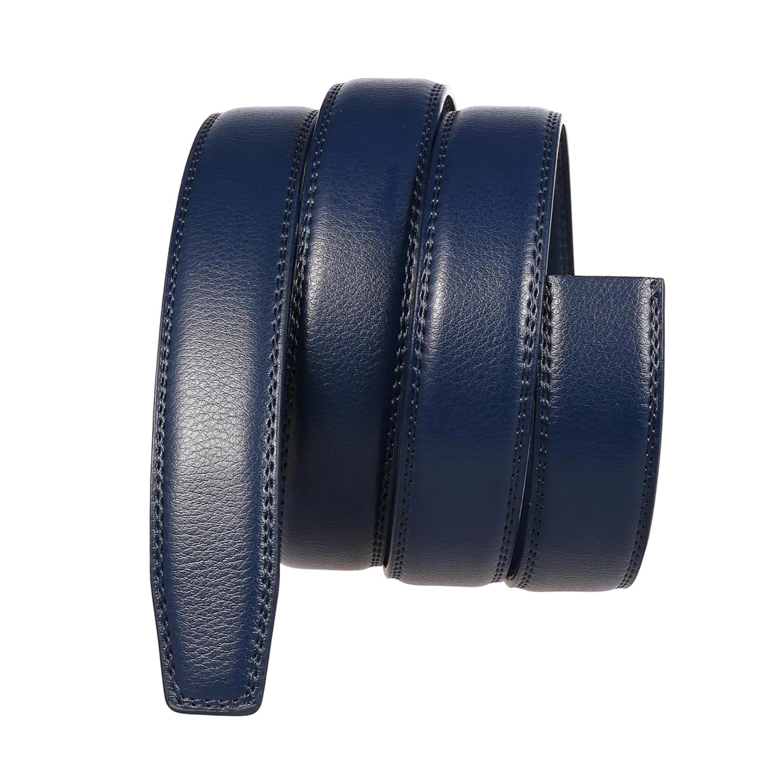 Men's Genuine Leather Belt Without Buckle, 3.0cm Width, Replacement Strap for Automatic Buckles,Blue,95(Fits Waist 30" - 33")