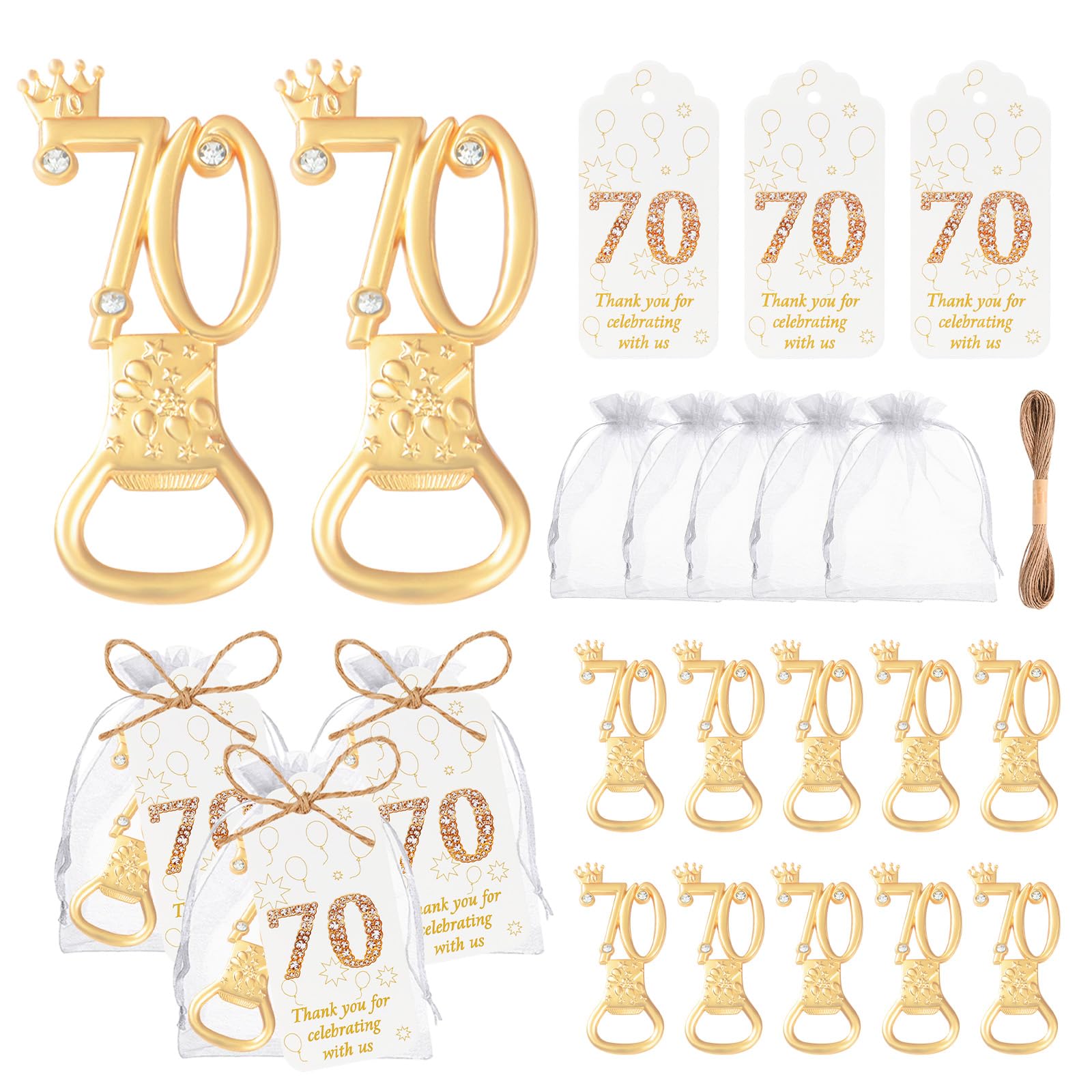 60 Stück Partygeschenke zum 60. Geburtstag, Flaschenöffner-Set, goldener Flaschenöffner, Geburtstag, personalisierbar, Partyzubehör, 60. Hochzeitstag, Souvenirs für Gäste