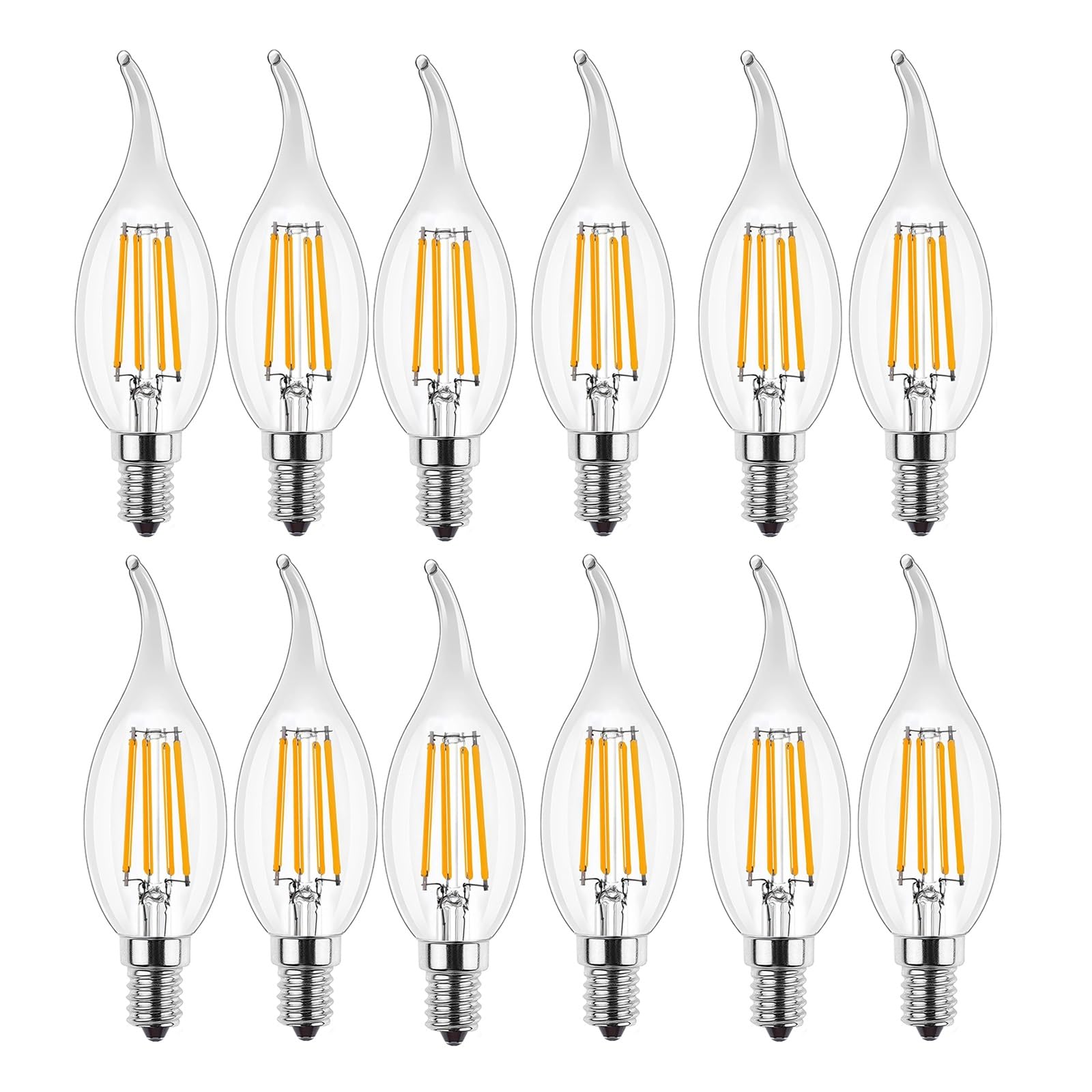Lampadina LED a Candela E14 Bianco Caldo 2700K Non Dimmerabile 2W Equivalente 20W 220 Lumen Senza Sfarfallio Attacco Piccolo Edison Per Soggiorno Camera Cucina(Warm White 2700K 2W,12Pack)