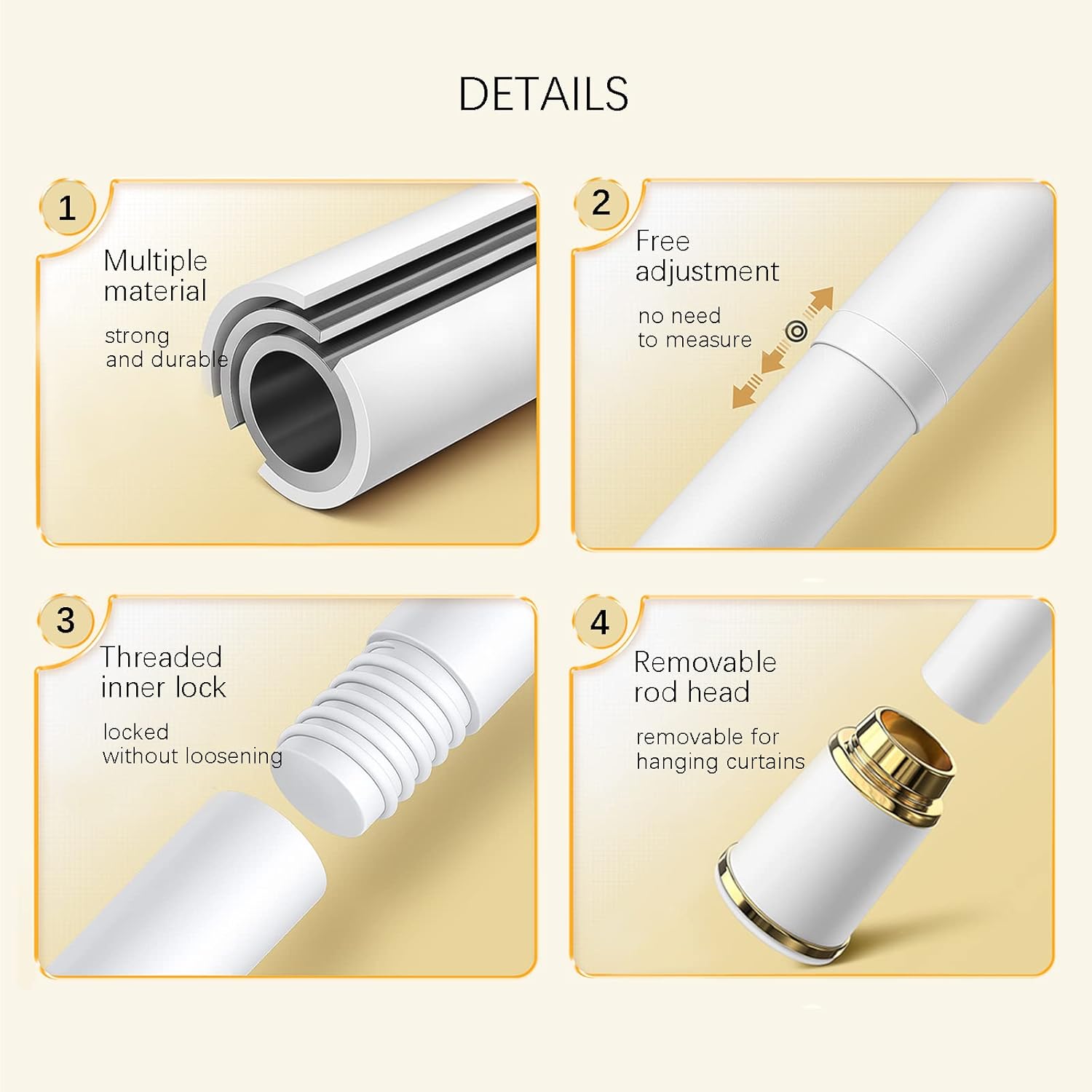 TEN-HIGH Tension Curtain Rod 110-137 Inch,Closet Rod for Windows or Shower, Easy to Install, No Drilling, No Rust, for Bathroom, Rod Diameter 1.3 Inches (2pcs, Green)