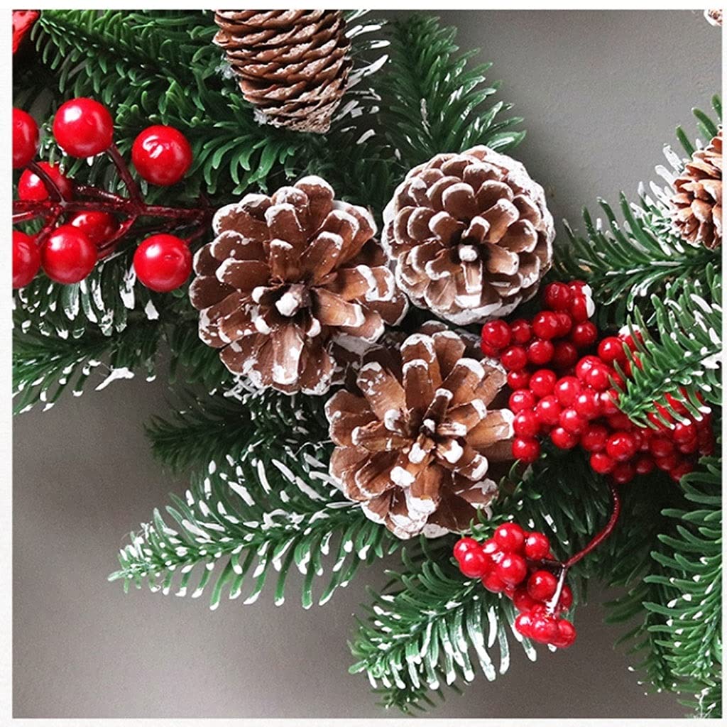 Kerstkrans van 40 cm Winterkerstkrans voor voordeur Kerstversiering Winters dennenkrans met kegels voor open haarden Verandadecor Werkt op batterijen (afmetingen: 40 cm) (40 cm Kerstkrans van 40 cm Winterkerstkrans voor voordeur Kerstversiering Winters dennenkrans met kegels voor open haarden Verandadecor Werkt op batterijen (afmetingen: 40 cm) (40 cm