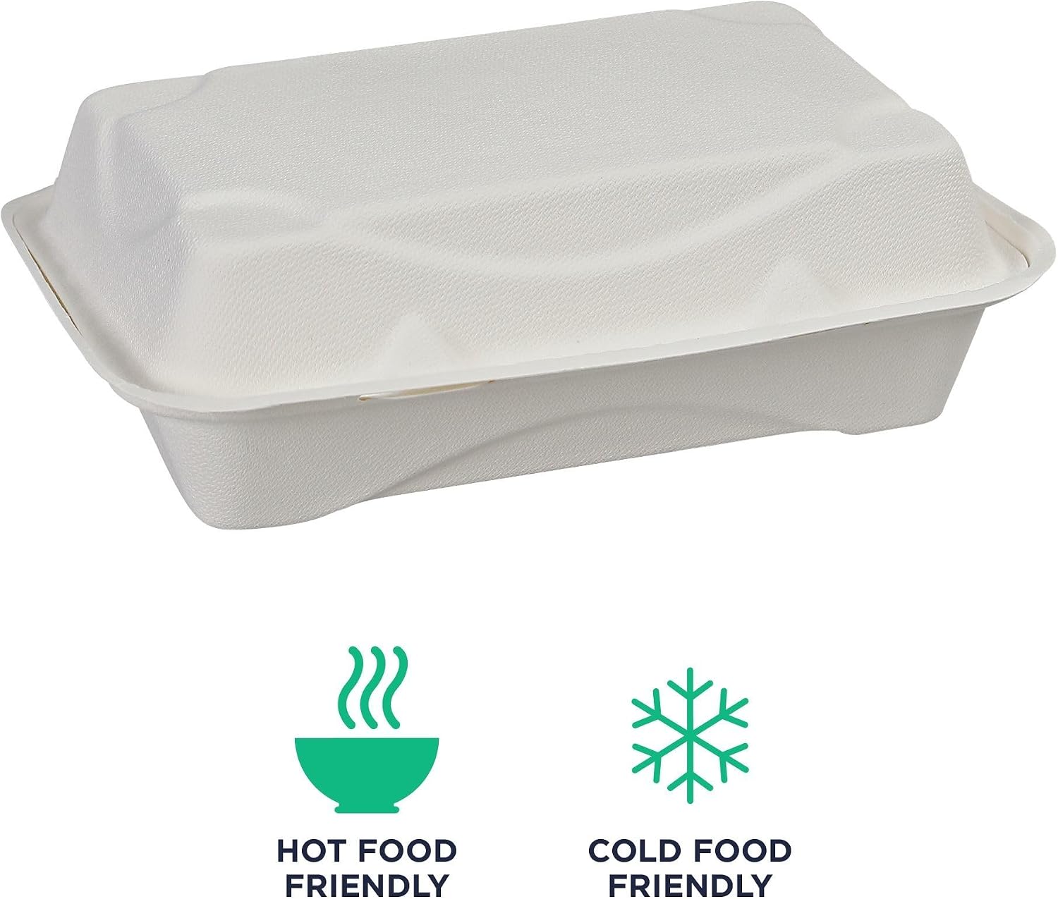 Eco-Products Compostable Vanguard 9"x6" Clamshell To Go Containers, Case of 250, Take Out Food Box, White Renewable Molded Fiber, No-Added PFAS, Grease & Cut Resistant, ASTM Compliant, BPI-Certified