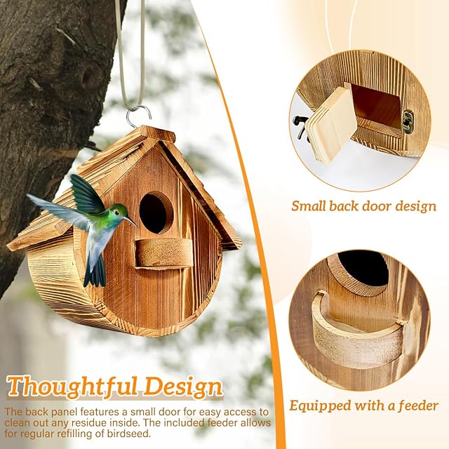 Foto 6 de 8 de Byfoyif Casa de Pájaros, Caja Nido para Pájaros de Madera