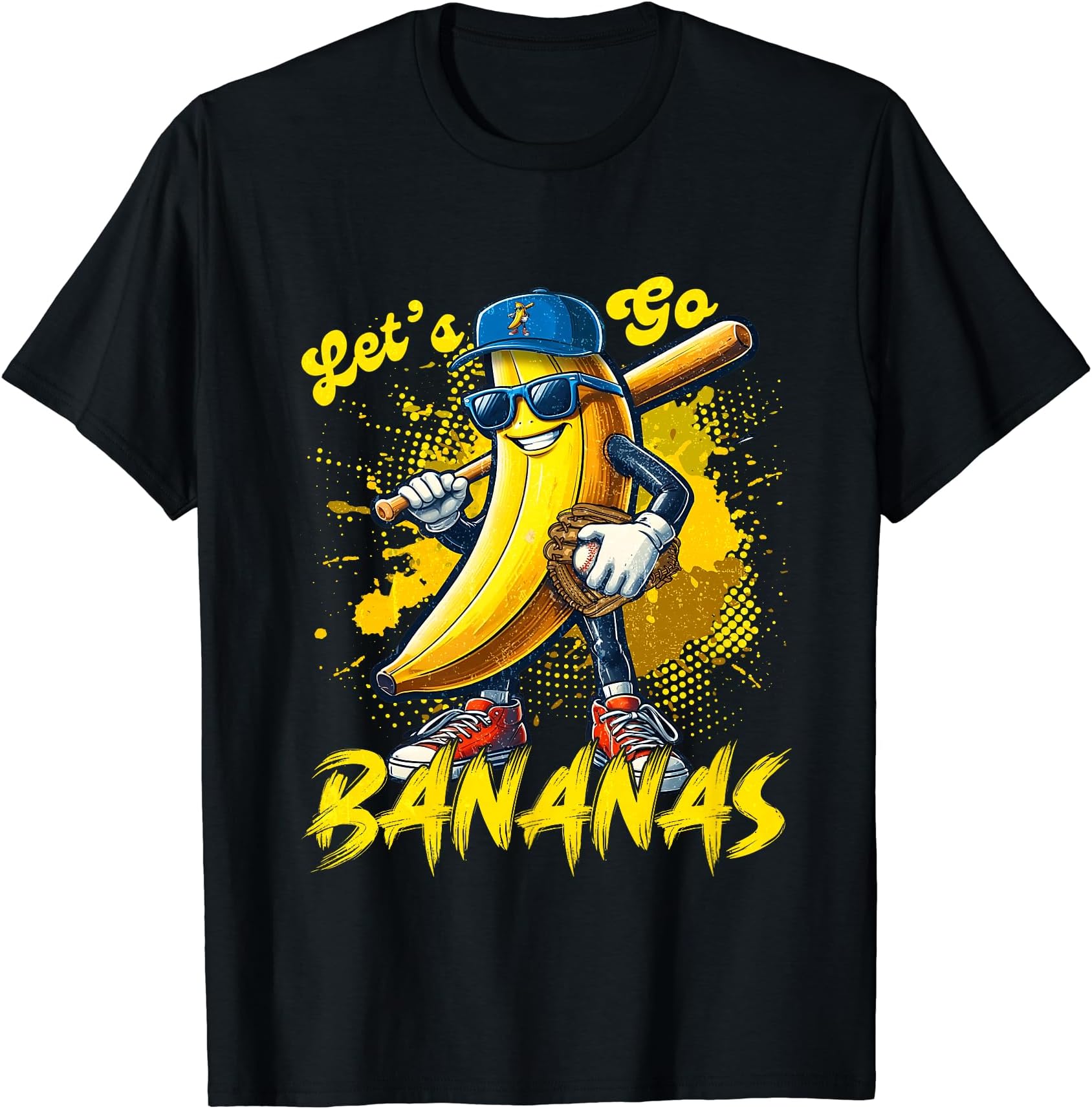 Lets Go Bananas Banana Playing Baseball Baseball Player Gift T-Shirt