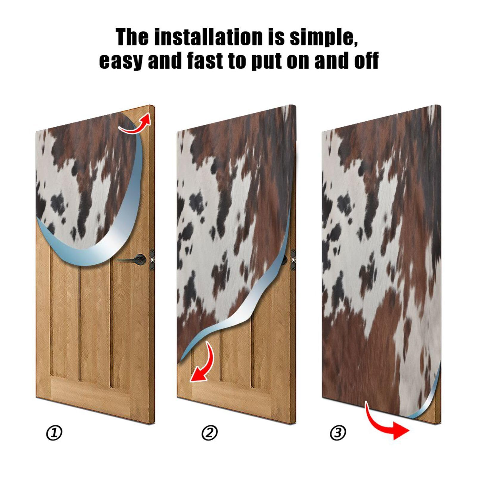 FLildon Retro Cow Print Door Cover Decoration, Party Accessory Porch Decor for Festive Ornament Room Door Covers 35 x 79 Inch