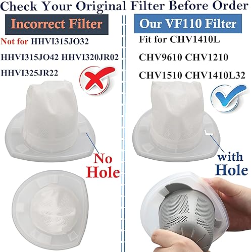 Miniatura 10 de Paquete de 10 filtros de repuesto para herramientas eléctricas Black & Decker VF110 Aspiradora CHV1410L CHV9610 CHV1210 CHV1510 CHV1410 CHV1410B