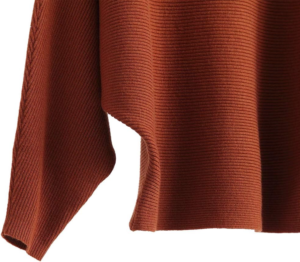 Ckikiou Womens Lightweight Oversized Boat Neck Sweaters Tops Dolman Batwing Sleeve Ribbed Knitted Pullovers - Image 2