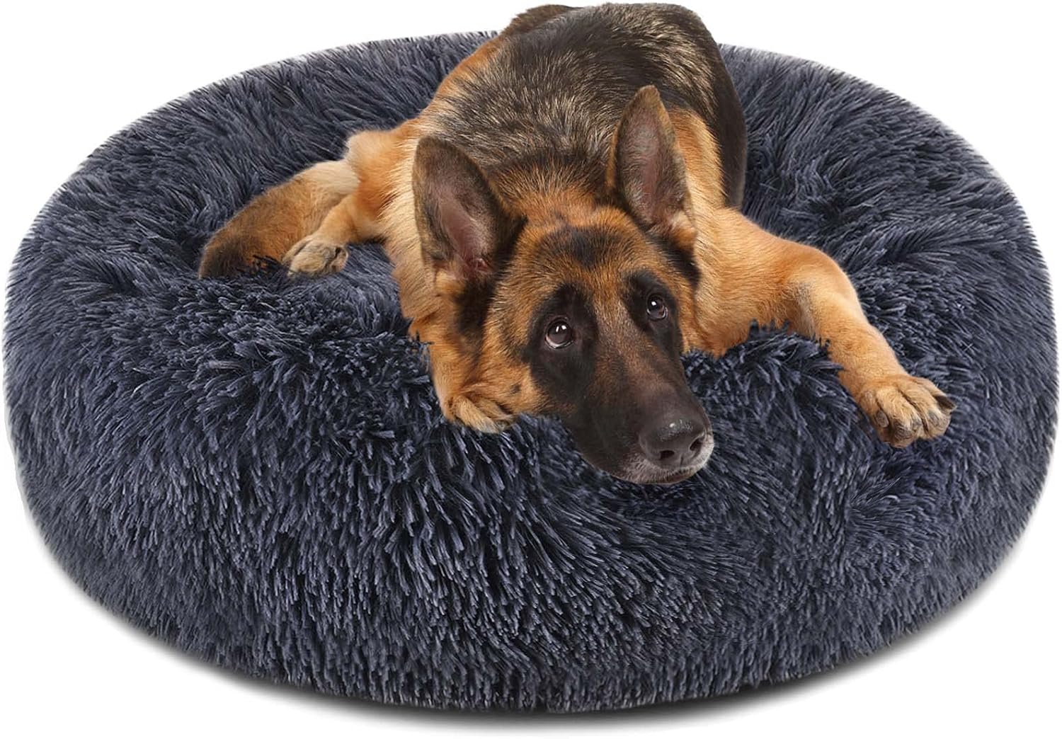 BKVESHI 45.3"/115cm Large Dog Beds for Extra Large Dogs, Fluffy Round Donut Bed for Extra Large Size Breeds, Anti-Slip & Water-Resistant…