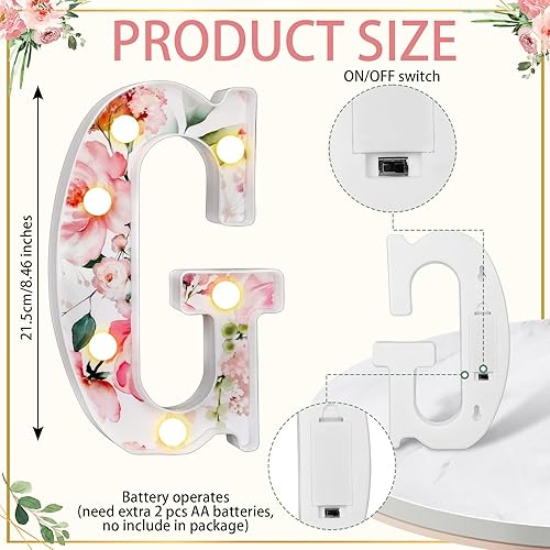 Miniatura 2 de Realspring Letrero de letras para niña, marquesina de bebé, letras iluminadas con flores LED, centros de mesa para baby shower, decoración para