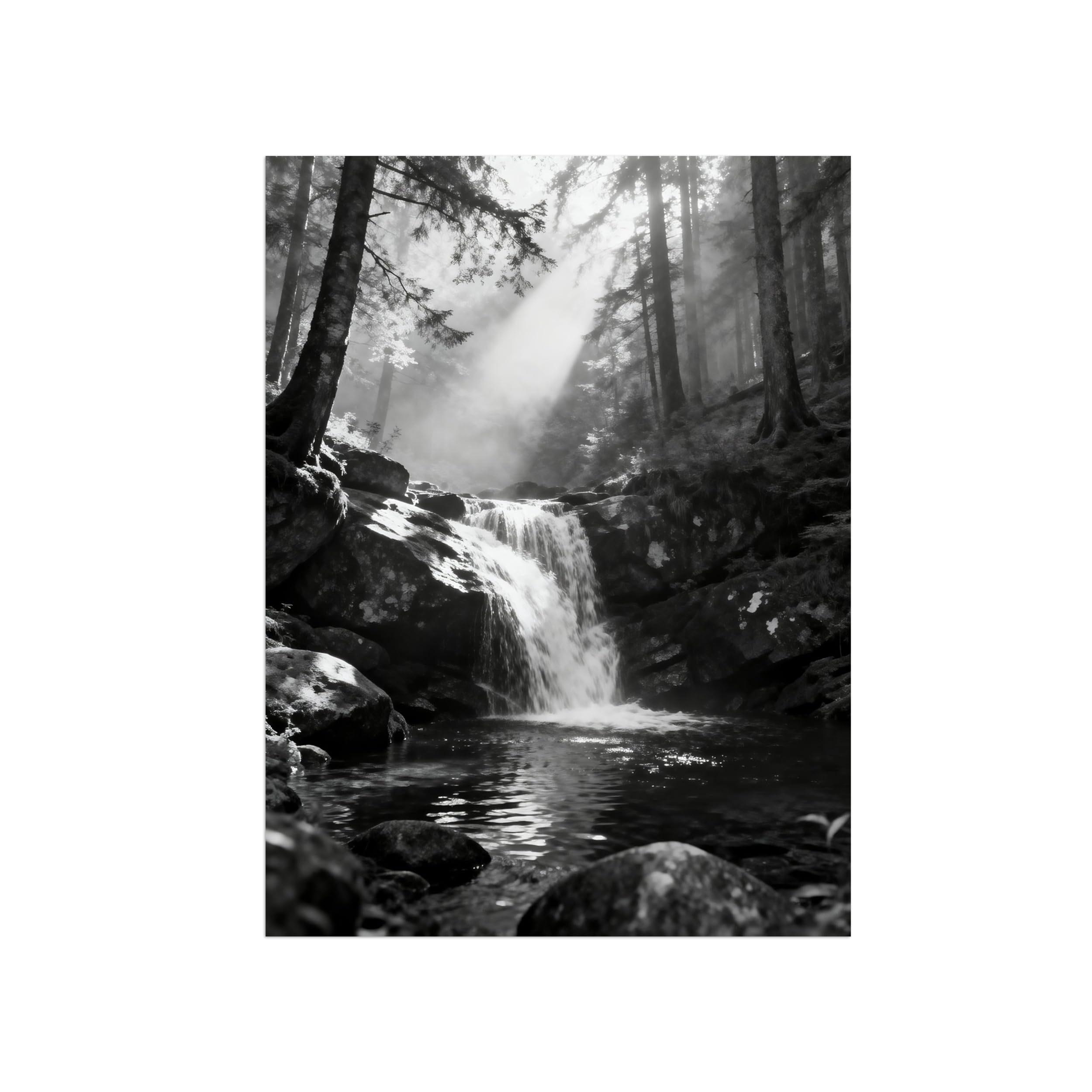 OZPWBVY Black and White Landscape Print Painting-Tree Sunshine River-Minimalist Canvas Wall Art Picture for Home Decor 24x31in 60x80cm Unframed