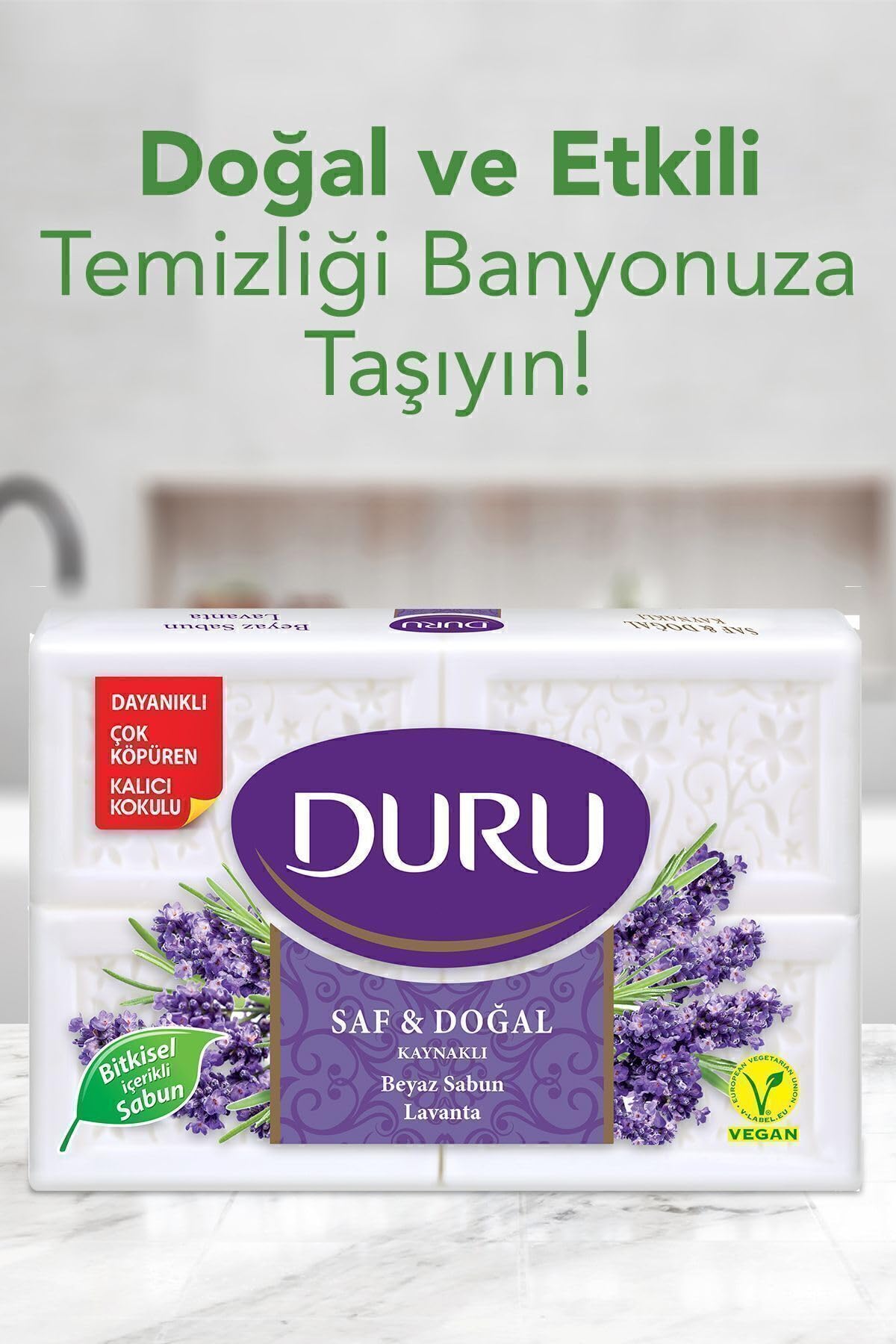 Duru Saf & Doğal Kaynaklı Lavanta 16 Adet Beyaz Kalıp Sabun 4X600Gr