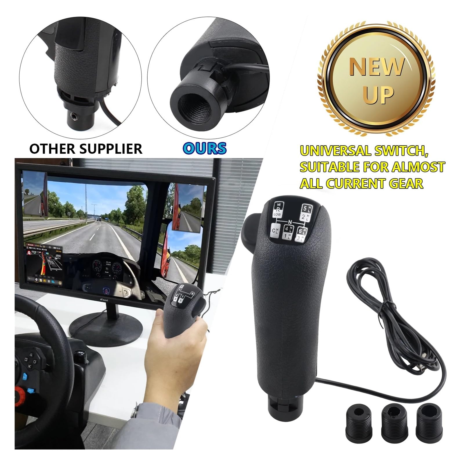 Pommeau Levier Vitesse Voiture Pommeau Levier Vitesse USB pour Simulateur Vitesse Camion Scania pour Logitech G923 G29 G27 G25 TH8A pour Simulateurs Manette Vitesse ETS2 Et ATS Gear Shift Head