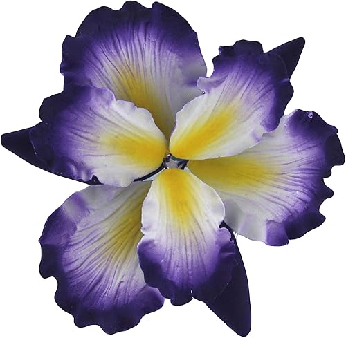 Global Sugar Art Flores de pastel de azúcar con iris holandés, color morado con centro amarillo, 1 unidad por el chef Alan Tetreault