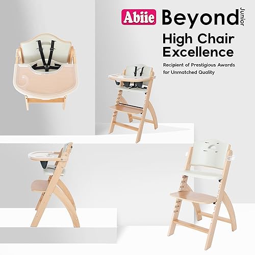Miniatura 6 de Abiie Beyond Junior - Silla alta de madera con bandeja, silla alta ajustable y convertible para bebés y niños pequeños, de 6 meses a 250 libras,