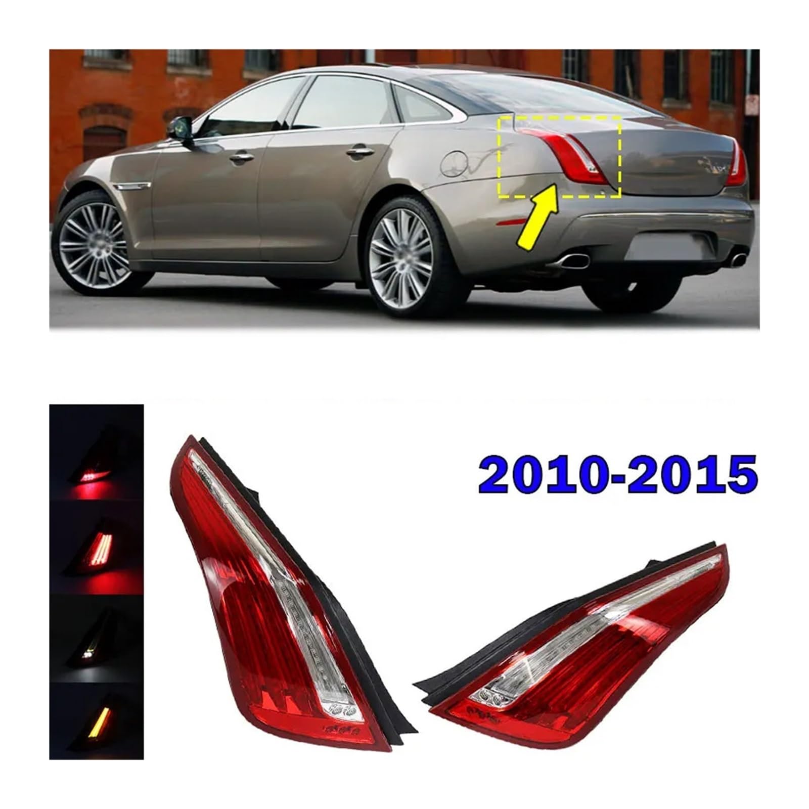 Faros Traseros 1 Unidad Para Jaguar XJ XJL XJR 2010-2015 Luz Trasera LED Exterior Coche Luz Señal Advertencia Conjunto Luz Freno Piloto Posterior(Only Right)
