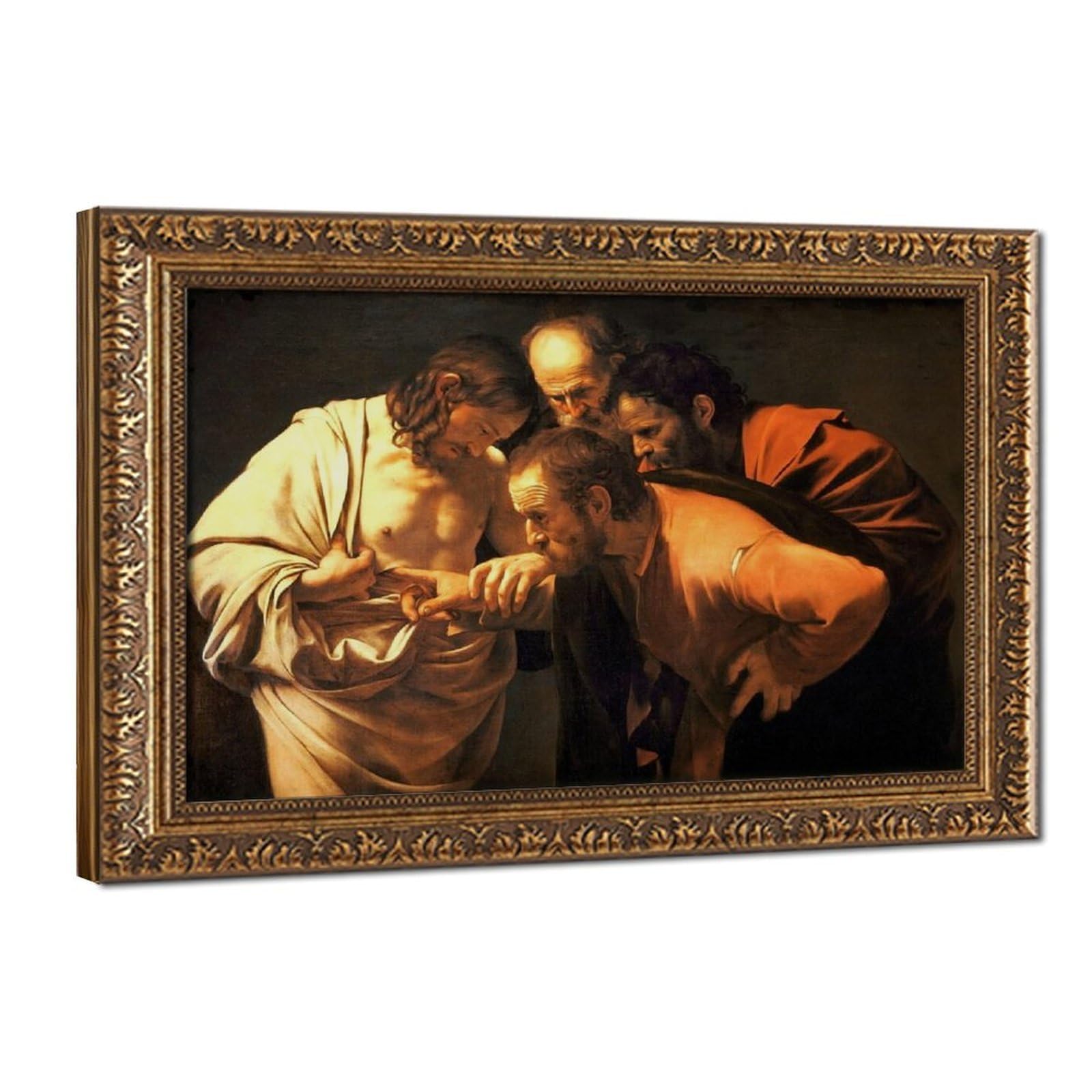 WCYB Caravaggio - The Incredulity of Saint Thomas Posters Prints Canvas Deco Paintings Wall Art Hangable Frame 24" L X 36" W