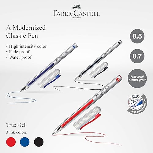 Miniatura 2 de Faber-Castell Paquete de 2 bolígrafos de gel (0.028 in, azul, negro) de tinta de gel suave, a prueba de decoloración, impermeable, alta intensidad