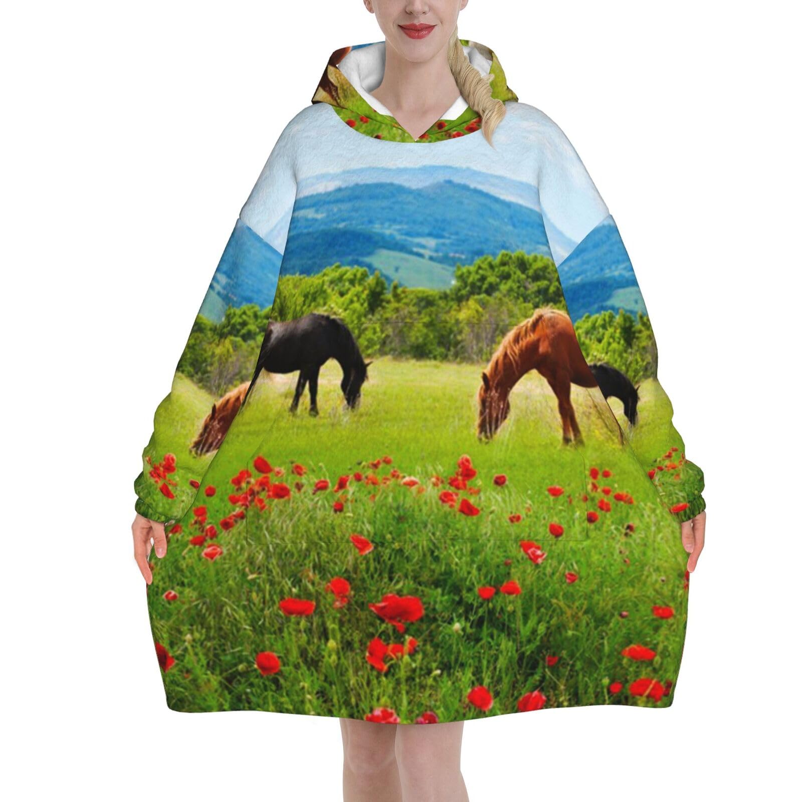 Various Kinds Of Horses Blanket Hoodie - The Oversized Hoodie Sweatshirt Blanket - Soft, Comfortable, Flannel And Warm Hoodie Blanket For Every Occasion