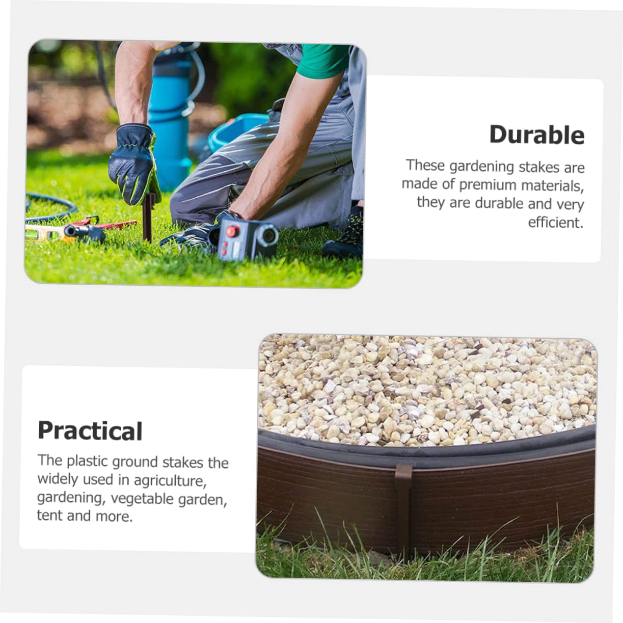 Piquets de Fixation 30 Pièces en Plastique Robustes pour Jardin pour Plantes et Bordures 30 Tuteurs pour Ancrage de Toile et Protection des Cultures en Jardinage